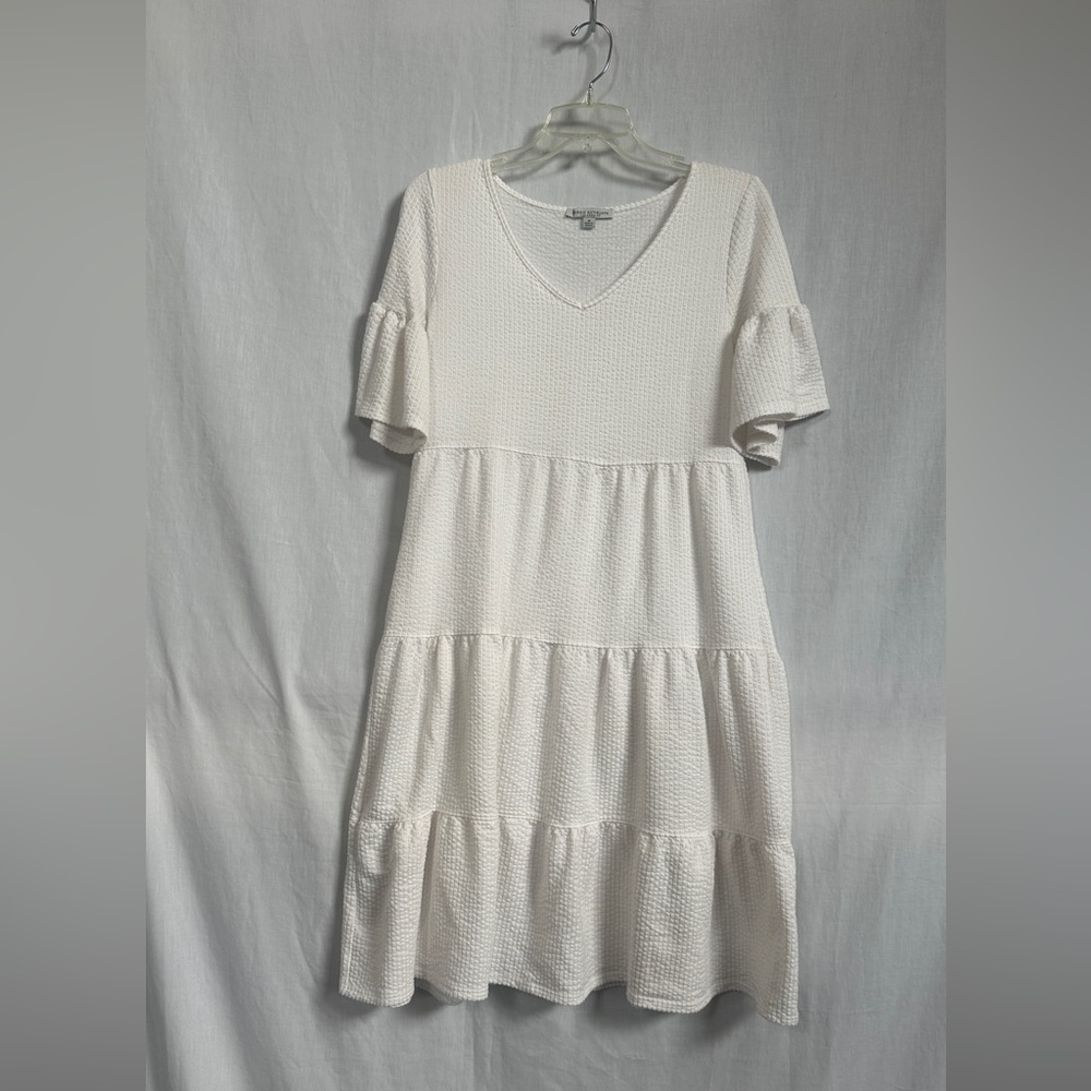 Ivory tiered Green Envelope dress Size M